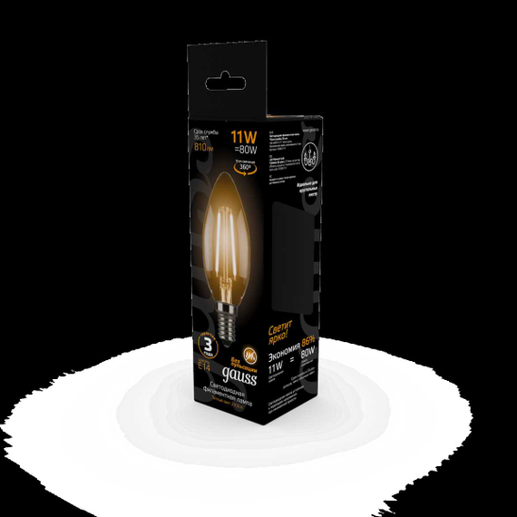Лампа светодиодная филаментная Gauss E14 11W 2700К прозрачная 103801111