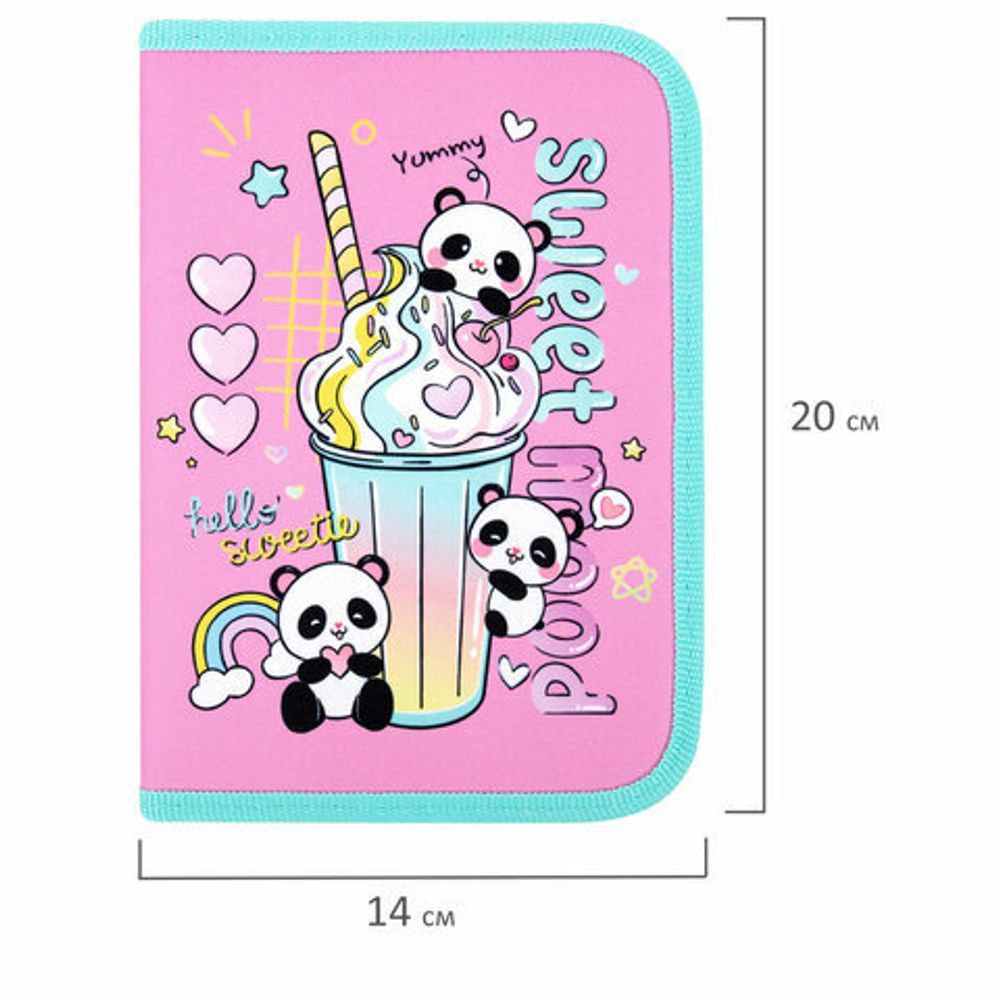 Пенал ПИФАГОР, 1 отделение, 2 откидные планки, полиэстер, 20х14 см, "Sweet mood", 272288