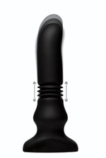Черный фрикционный вибратор Silicone Vibrating & Thrusting Plug with Remote Control - 17,1 см. (Цвет: черный)