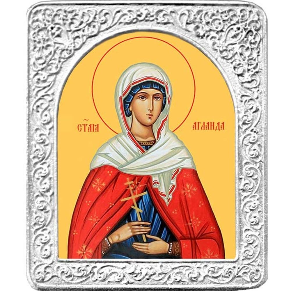 Святая Аглаида. Маленькая икона в серебряной раме.