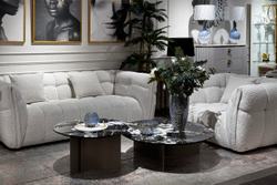 Стол журнальный d70x40см Garda Decor искусственный мрамор черный