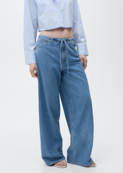 Брюки wideleg из денима с поясом