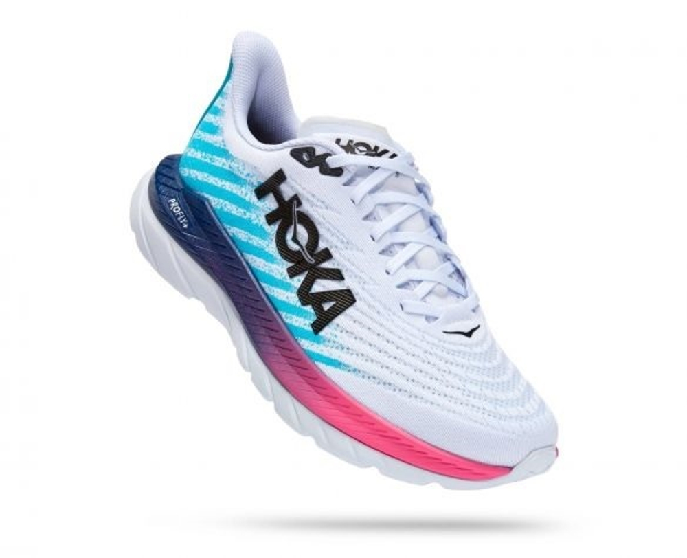 Кроссовки HOKA MACH 5 White Scuba Blue арт. 1127893WSBB, белый, муж.