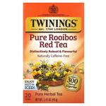 Twinings, чистый травяной чай, чистый красный чай ройбуш, без кофеина, 20 чайных пакетиков, 40 г (1,41 унции)
