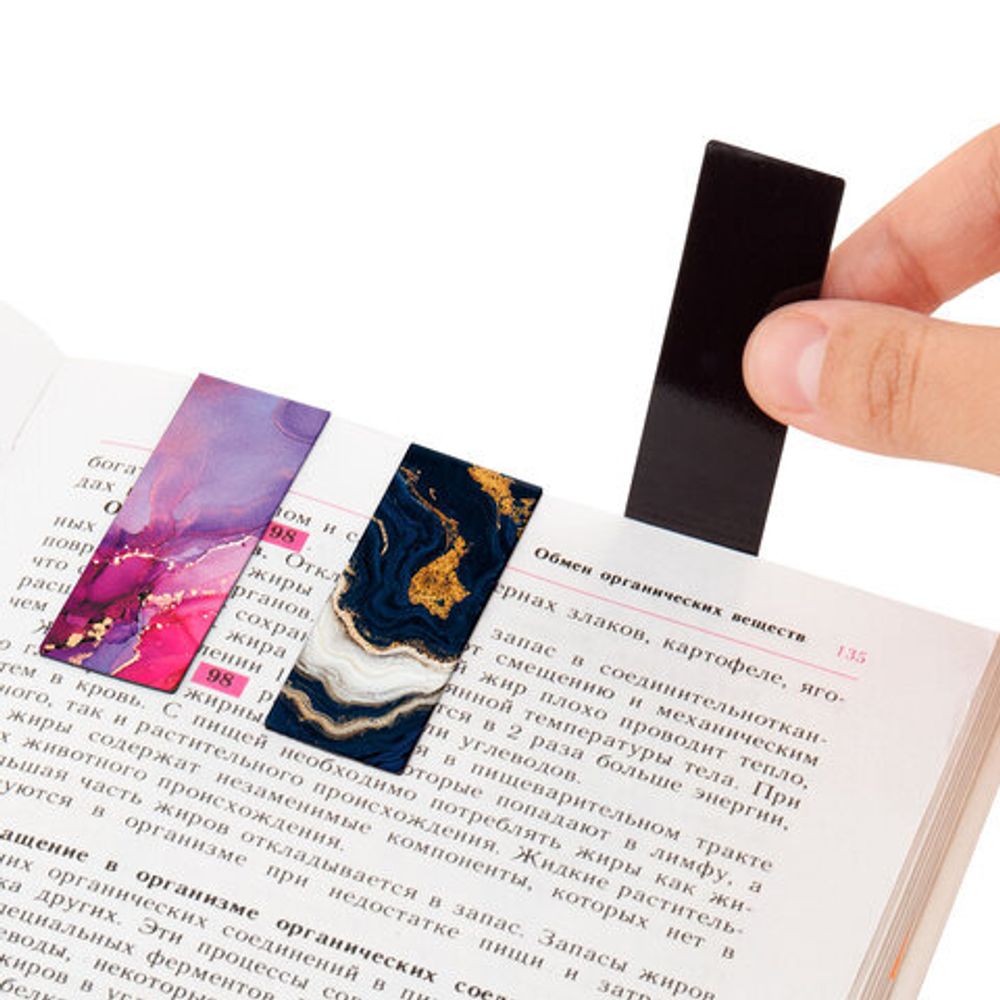 Закладки для книг МАГНИТНЫЕ, "АССОРТИ 5 ДИЗАЙНОВ ABSTRACTION", 6 штук, 60x20 мм, FUNSTER (ФАНСТЕР), 116653