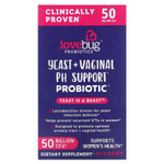 LoveBug Probiotics, дрожжи и пробиотик для поддержки уровня pH влагалища, 50 млрд КОЕ, 30 капсул