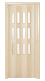 Пластиковые Двери Гармошка цвет: Белёный дуб со стеклом