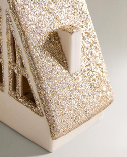 ZARA HOME НОВОГОДНЕЕ УКРАШЕНИЕ ИЗ КЕРАМИКИ С БЛЕСТЯЩЕЙ КРЫШЕЙ, БЕЛЫЙ