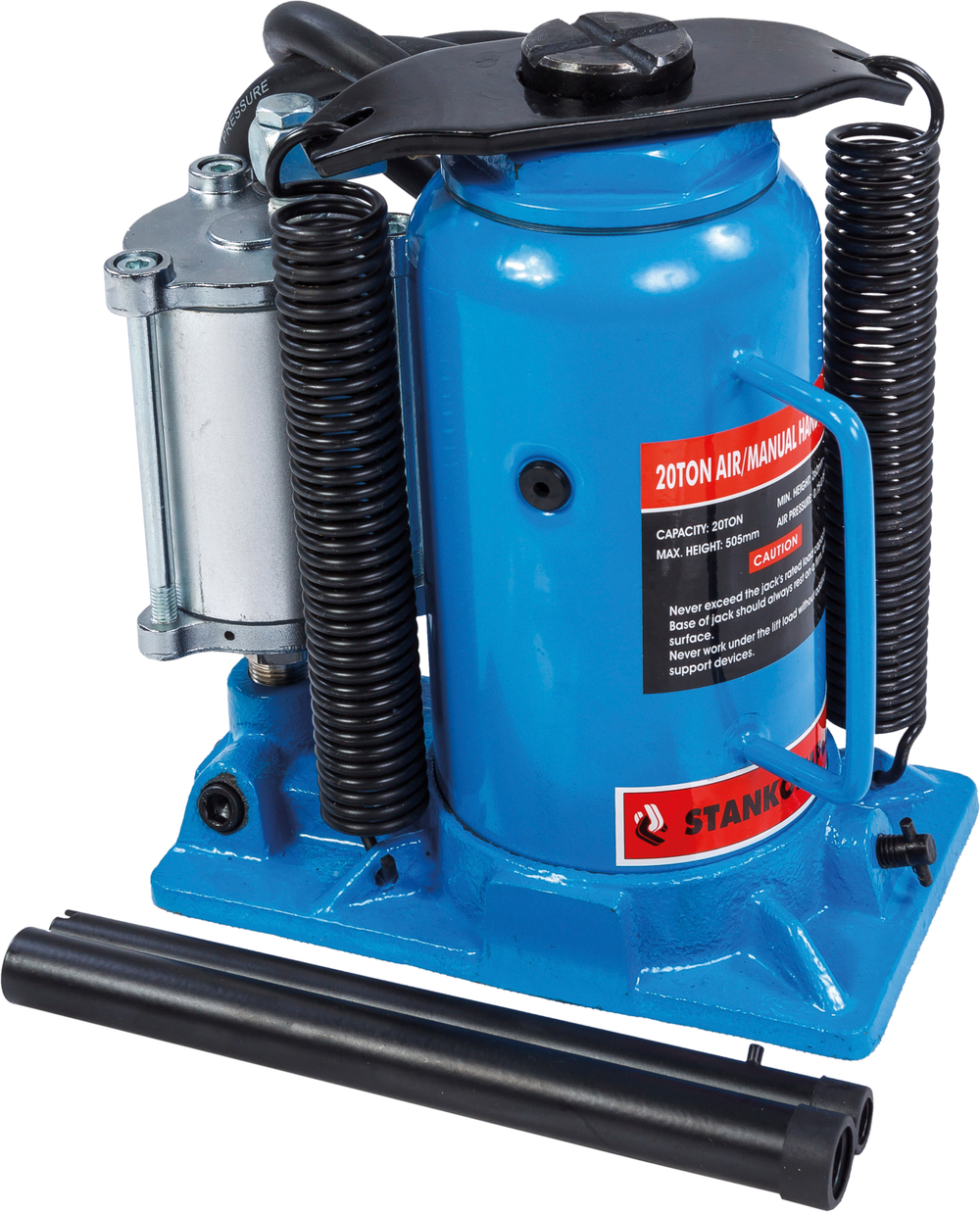 Бутылочный домкрат пневмогидравлический на 20 тонн, SD2002, синий, СТАНКОИМПОРТ