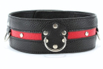 Черно-красный кожаный ошейник увеличенного размера (Цвет: черный с красным)
