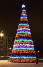 Светодинамическая елка каркасная-узкая с встроенной гирляндой "Евро-2" 14 м