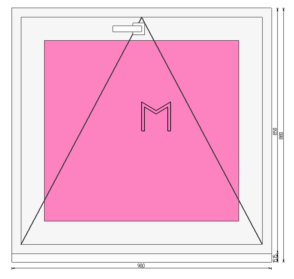 Пластиковое окно 850 х 900 фрамуга (форточка) ТермА Эко + Москитная сетка