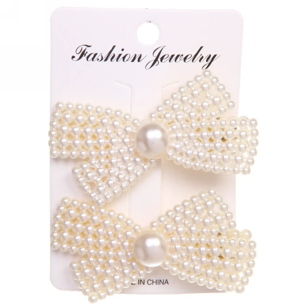 Зажимы для волос 2шт «KRASA - Aks», бантик, цвет белый, 8*2,5см