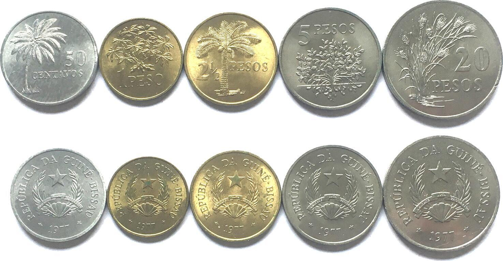 Гвинея-Бисау 1977 Флор, набор 5 монет UNC