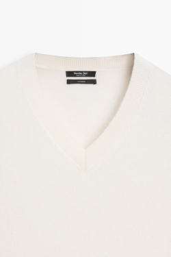 Massimo Dutti Свитер из 100% кашемира, натуральный/кремовый