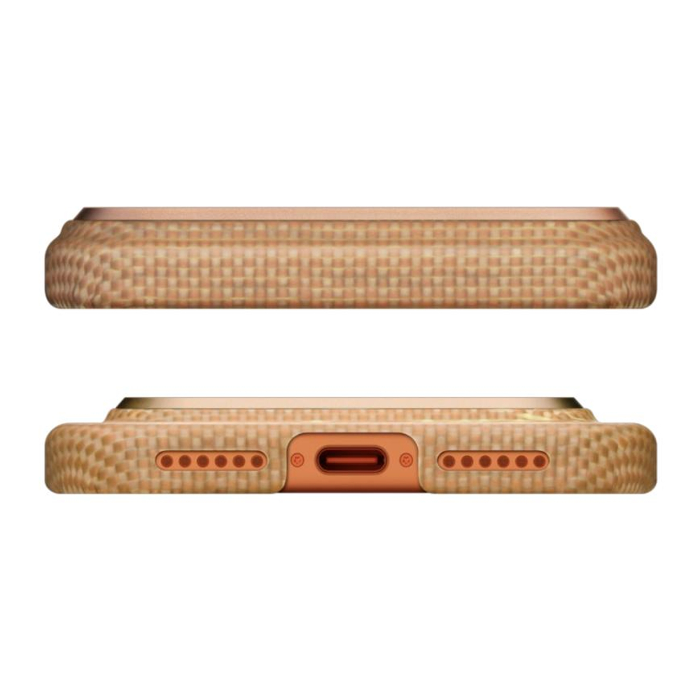 Арамидный чехол MagSafe PITAKA Glints of Gold PitaTap Edge Case для iPhone 17 Pro Ультратонкий текстурированный чехол из арамидного волокна с сенсорной накладкой для Контроллера камеры