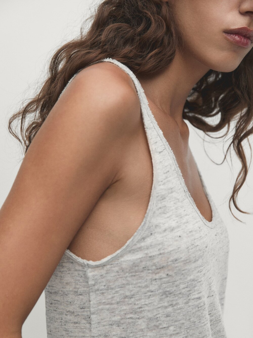 Massimo Dutti Майка из 100% льна, серый