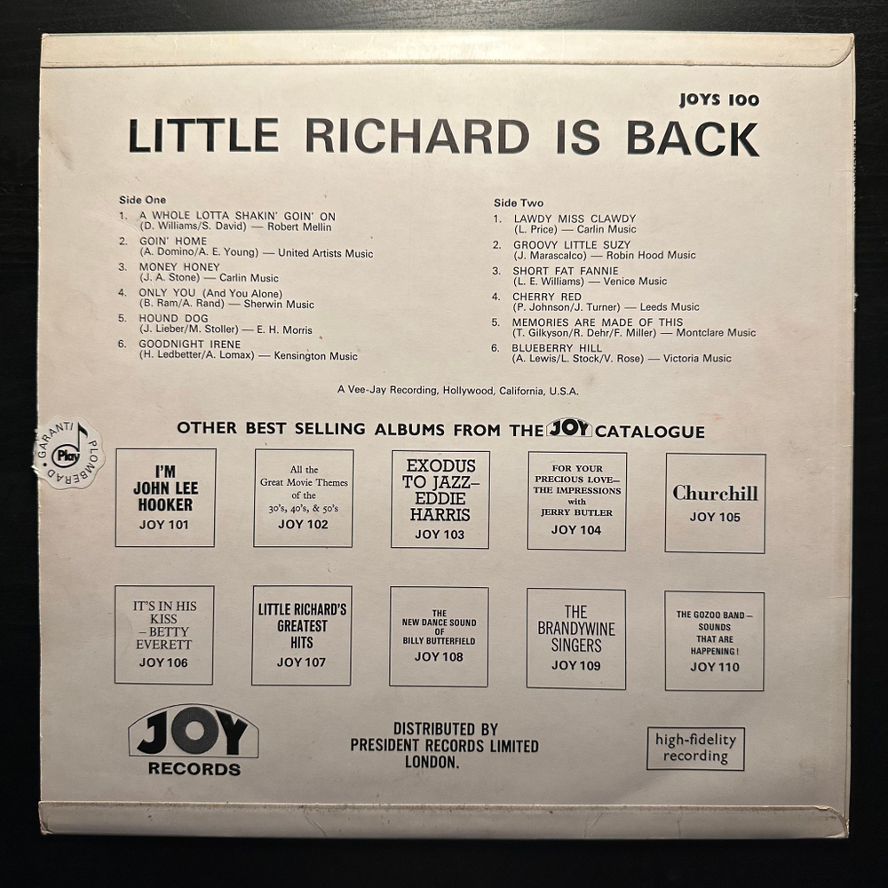 Little Richard - Little Richard Is Back (Англия)