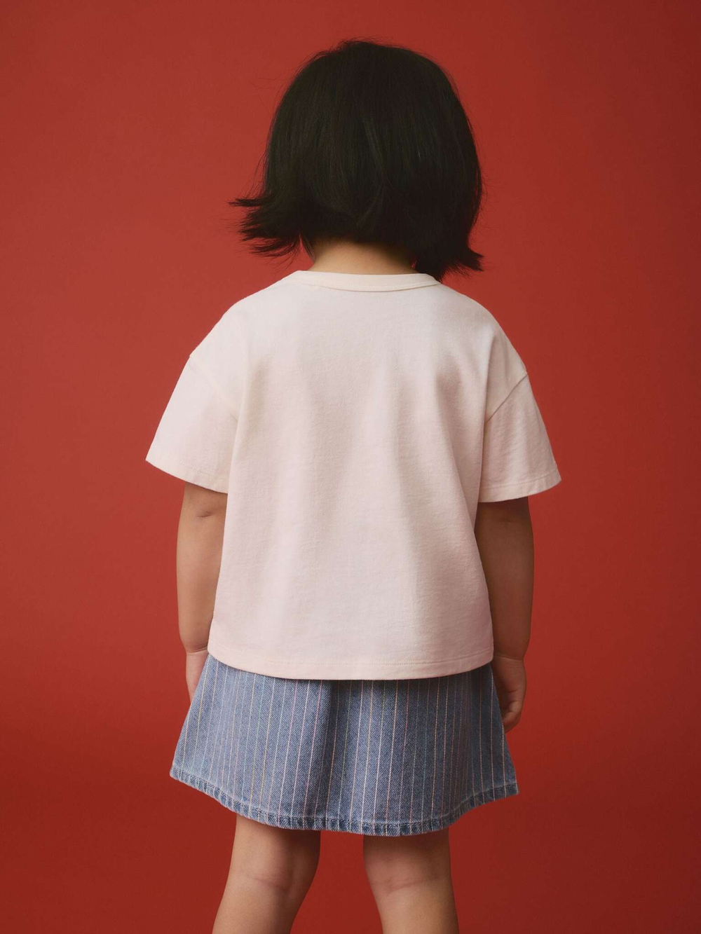 Футболка и джинсовая юбка в комплекте для девочки Next E87-054, Синий, Кремовый