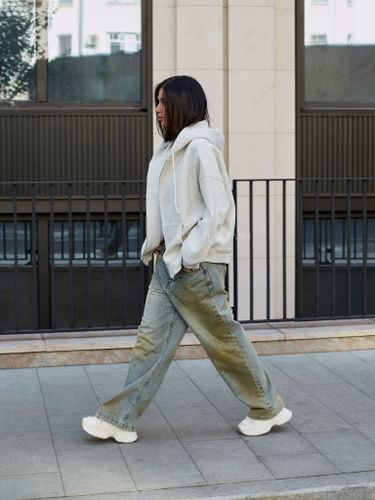 Худи на молнии в цвете серый меланж