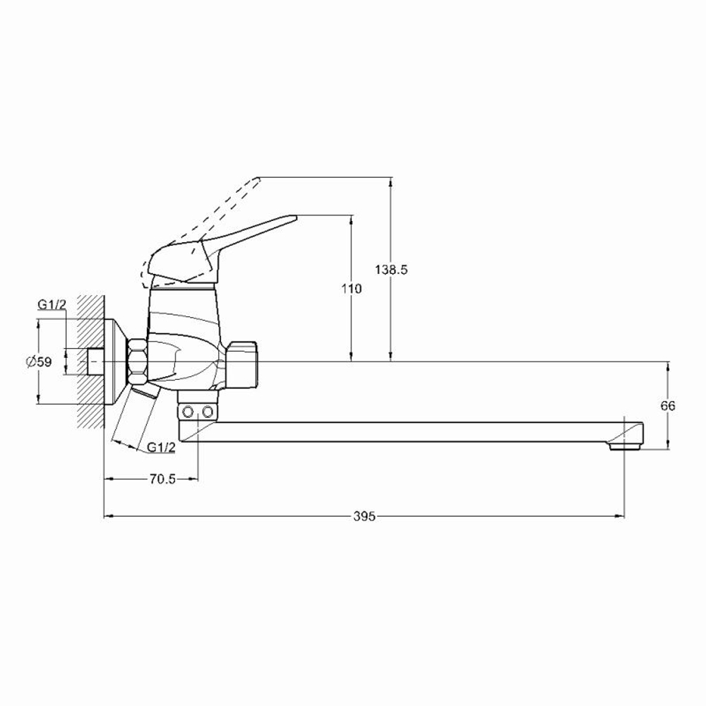 Смеситель для ванны Solone, длинный излив, шар. 40мм LUN7-A031