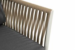 "Касабланка" диван 2-местный плетеный из роупа, каркас алюминий светло-серый (RAL7035) муар, роуп серо-коричневый 23мм, ткань серая 017