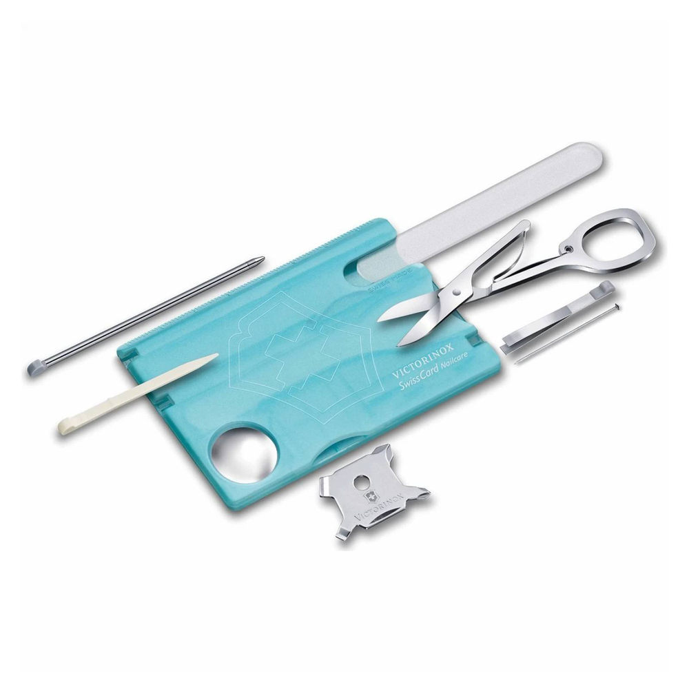 Швейцарская карточка Victorinox SwissCard Nailcare, 13 функций, полупрозрачный бирюзовый 0.7240.T21