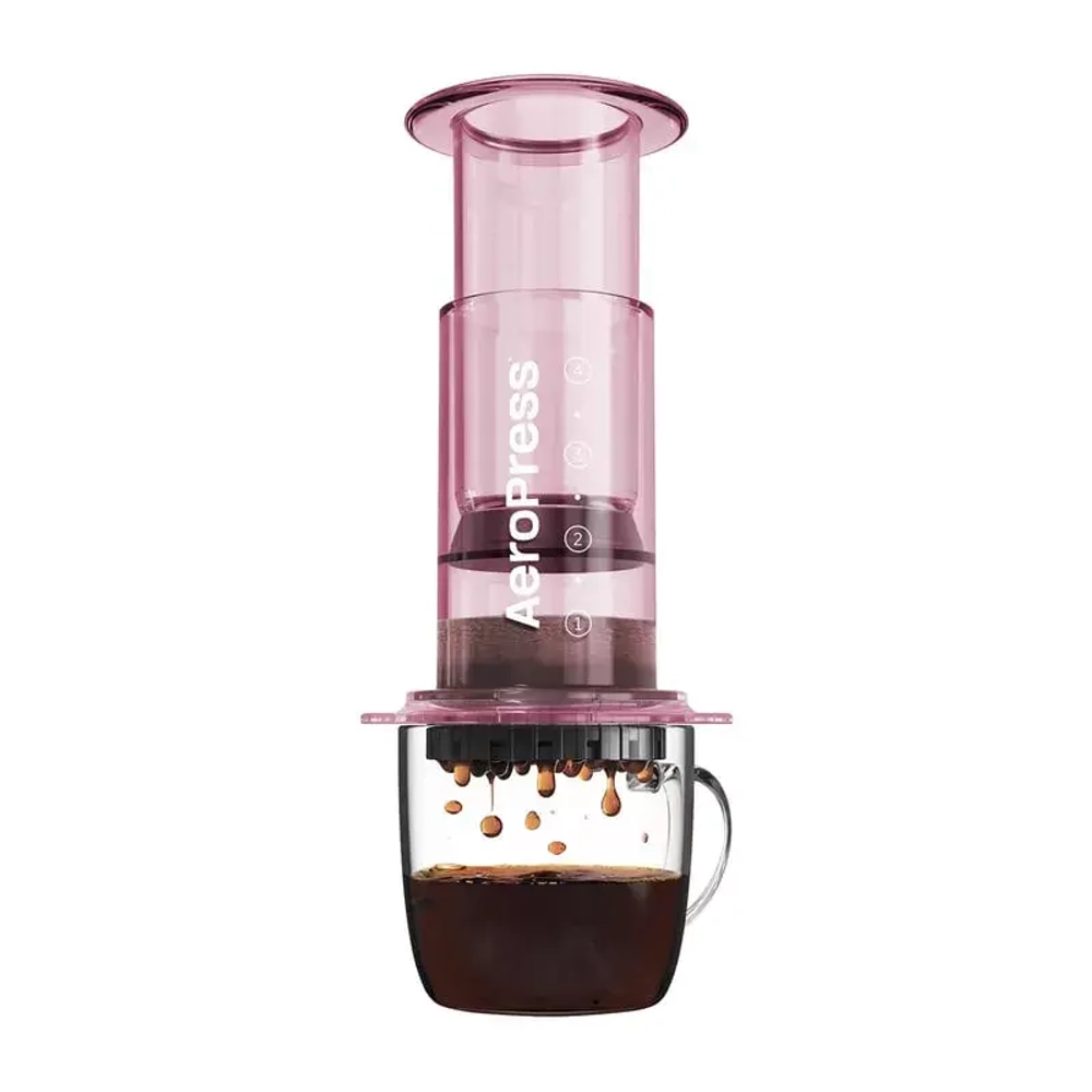 AeroPress Clear Pink, аэропресс для кофе, розовый