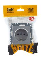 BRITE Розетка 1-местная с заземлением без защитных шторок 16А РС11-1-0-БрА алюминий IEK