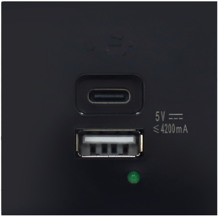USB зарядное устройство,  4.2A ,  Type A + C,  2 мод.,  черн. (45х45мм)