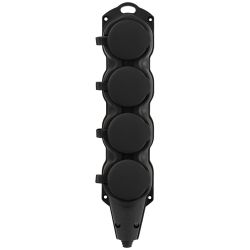 Колодка ЭРА KX-4e-B-IP44 каучуковая с заземлением 4 розетки 16A IP44 черная