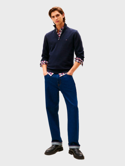 Свитер Tommy Hilfiger Solid Logo Quater-Zip Navy