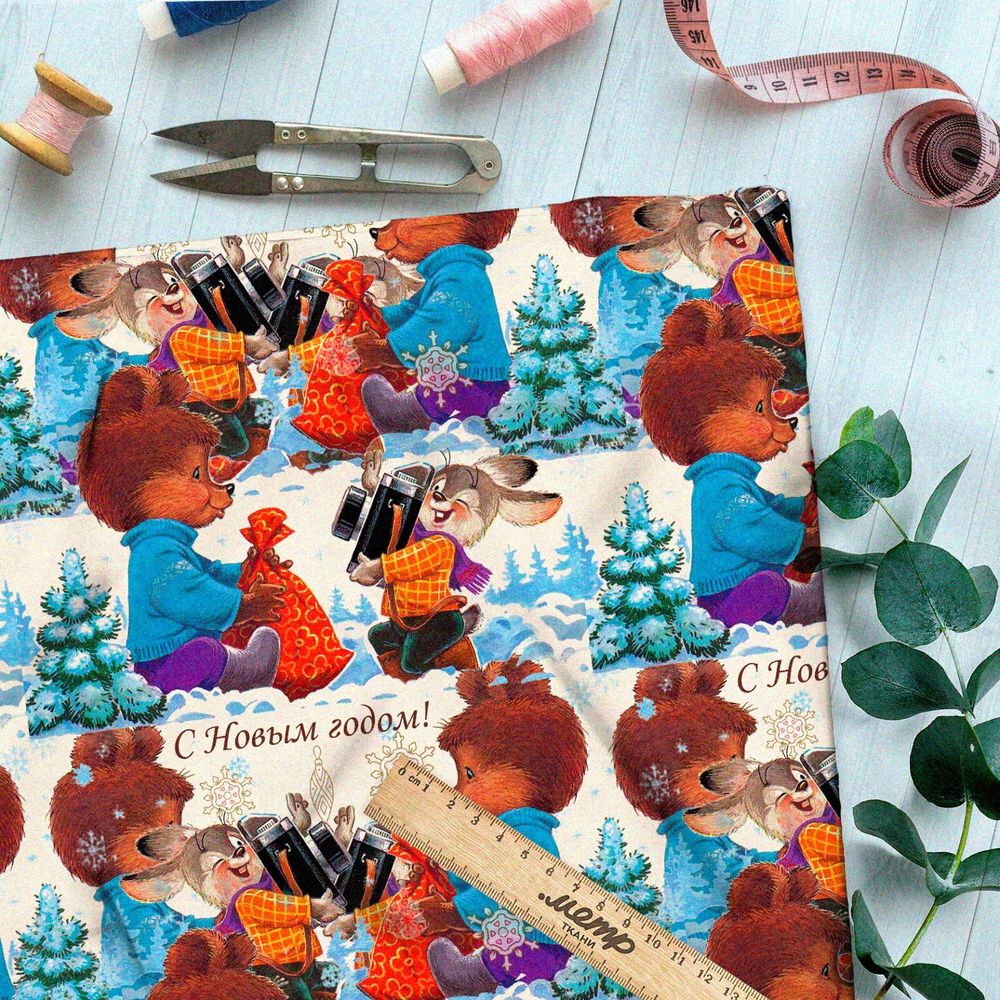 Ткань барби игрушечные мишка и зайка с маленькими ёлочками