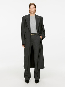 ARKET ФУТБОЛКА С КРУГЛЫМ ВЫРЕЗОМ, СЕРЫЙ С МЕЛАНЖЕВЫМ ЭФФЕКТОМ