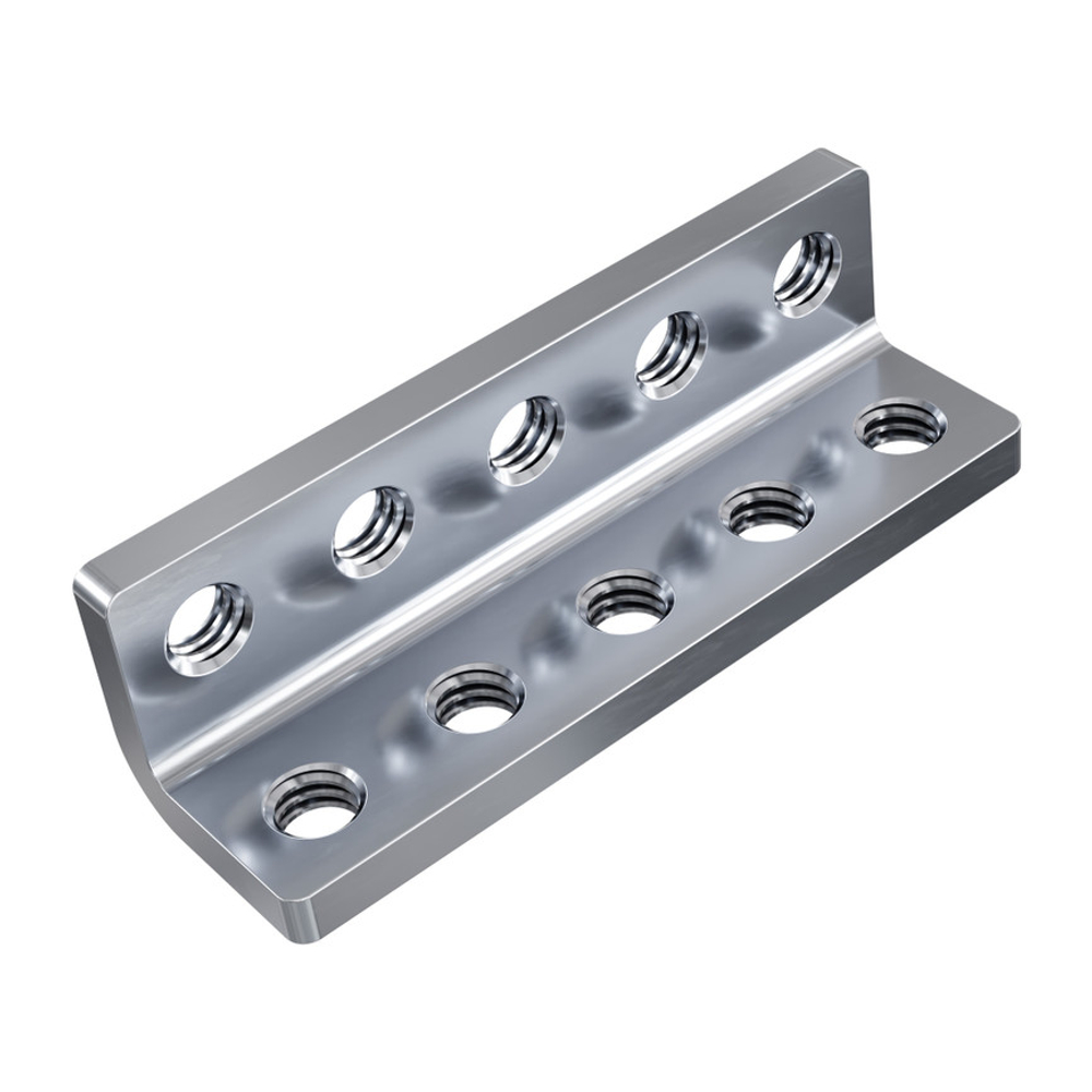 Threaded Steel L-Bracket (5 Hole) - 4 Pack