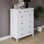 Комод с 6 ящиками деревянный, Хемнэс Hemnes/ Кымор, 108х50х131 см,белый