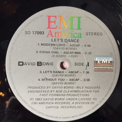 Винтажная виниловая пластинка LP David Bowie Let's Dance (Canada 1983)