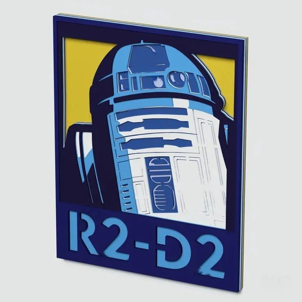 Декоративное панно из дерева R2-D2;, 80x61 см