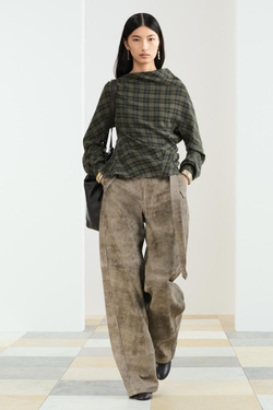 ZARA КОЖАНЫЕ БРЮКИ СО СРЕДНЕЙ ПОСАДКОЙ, СЕРО-КОРИЧНЕВЫЙ