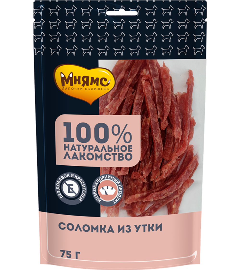 Мнямс Лакомство для собак Соломка из утки 75гр.