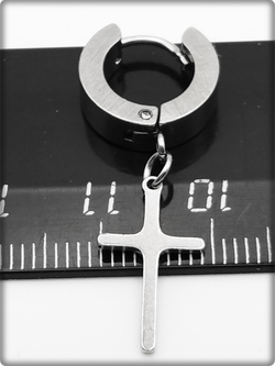 Серьга (1шт) "Крест" для пирсинга ушей. Сталь 316L.