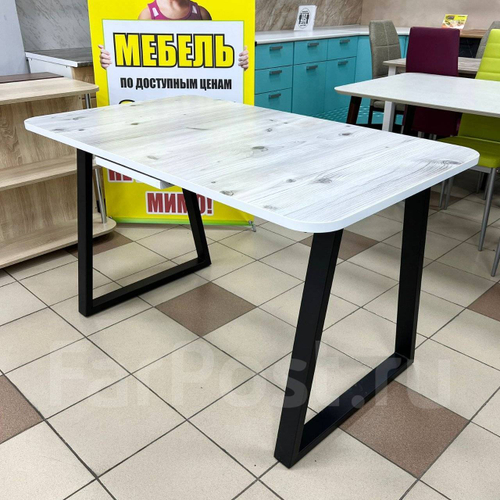 Стол Lerosco-01 раздвижной 2058 бискайская сосна,кромка черный, цвет каркаса черный RAL 9005 LEROSCO