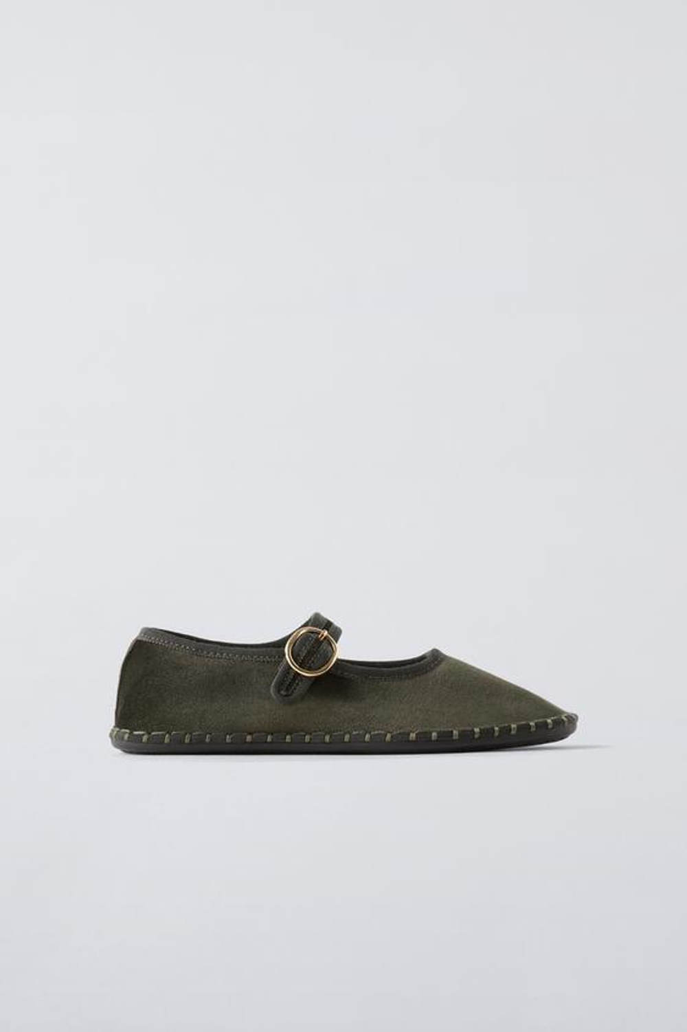 ZARA БАЛЕТКИ ИЗ БАРХАТА, ЗЕЛЕНЫЙ