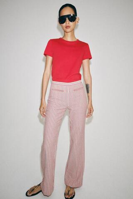 ZARA БРЮКИ В ПОЛОСКУ — ZW COLLECTION, КРАСНЫЙ/БЕЛЫЙ