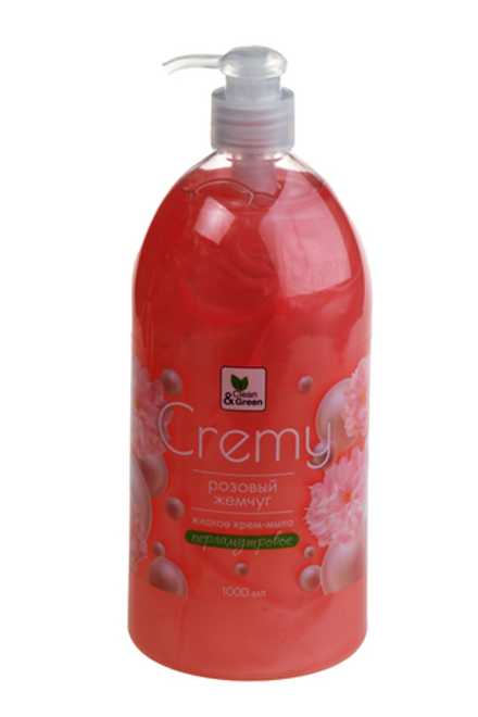 Крем-мыло жидкое "Soapy" перламутровое увлажняющее с ароматом розовый жемчуг 1000мл дозатор Clean&Green