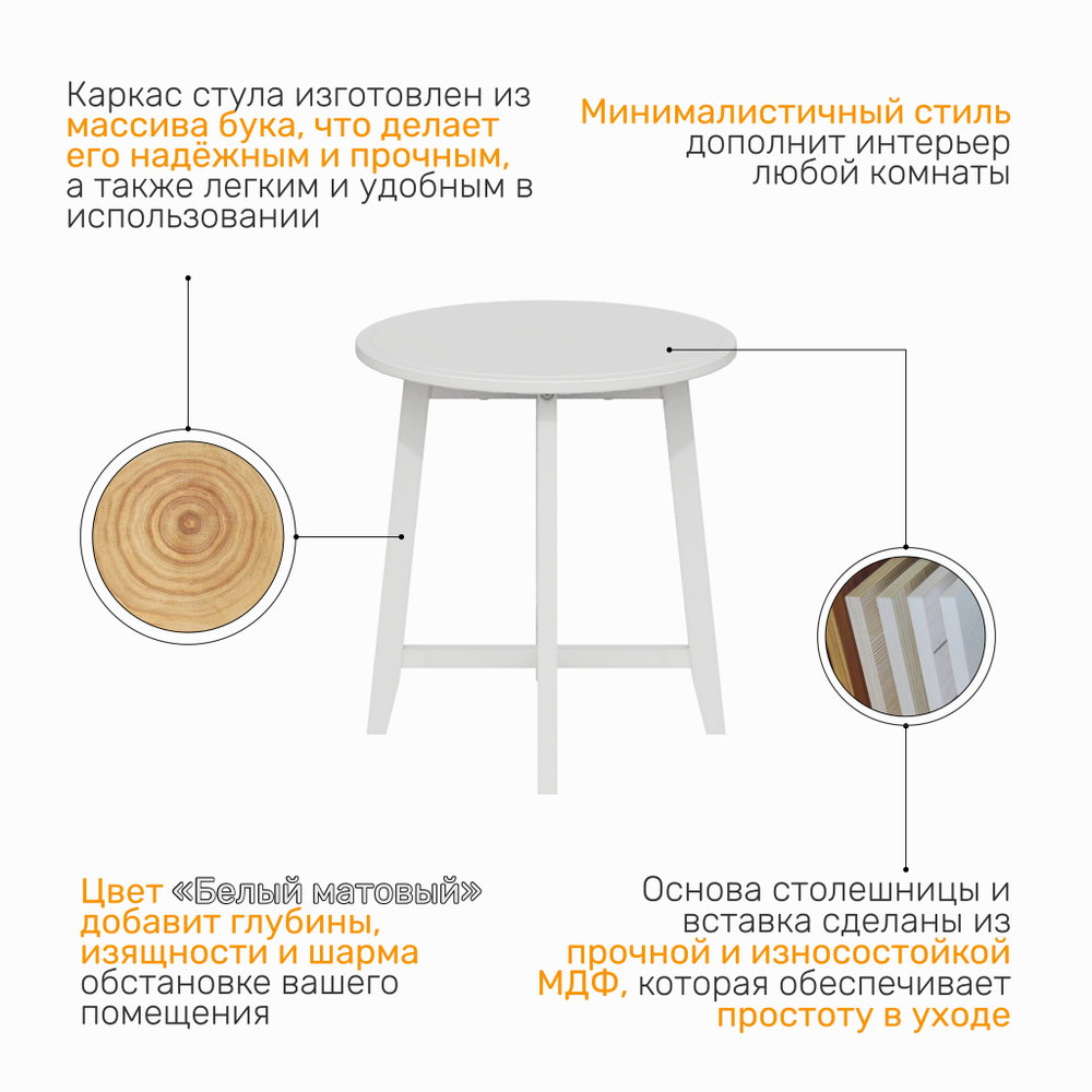 Стол журнальный NEO 2, цвет белый матовый