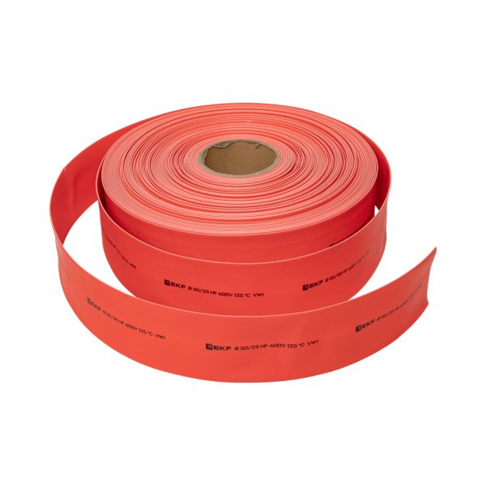 Термоусаживаемая трубка ТУТ нг 50/25 красная рулон EKF PROxima (50.00 шт.)