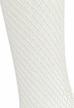 Чулки Le Frivole в мелкую сетку с кружевной резинкой белые S/M