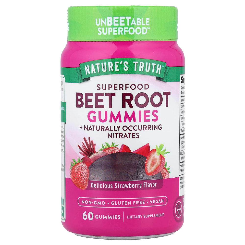 Nature's Truth, свекла с суперфудом, со вкусом клубники, 60 жевательных таблеток