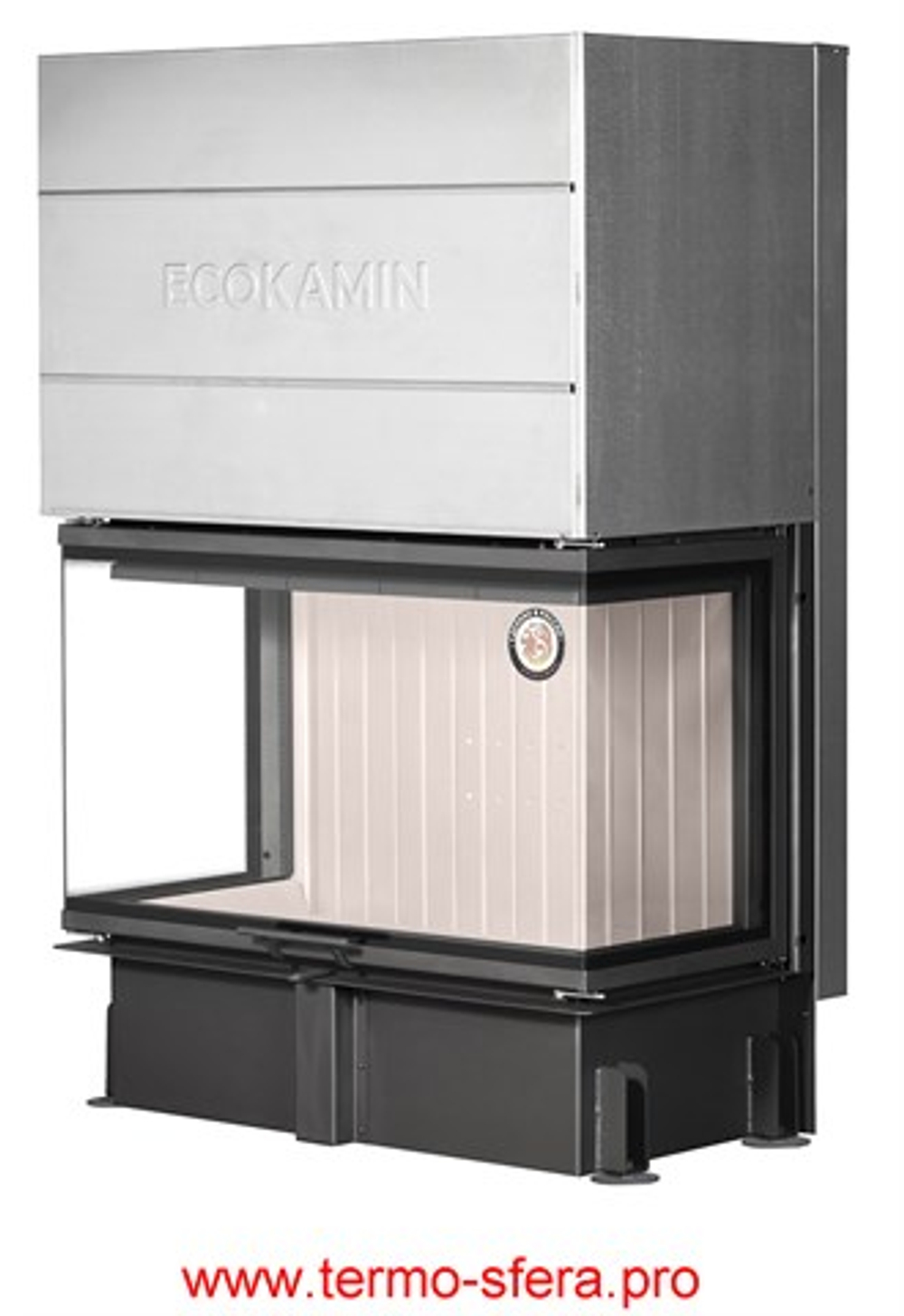 Каминная топка Экокамин ДЕЛЬТА 1000 V три стекла принтинг, вертикальная ламель